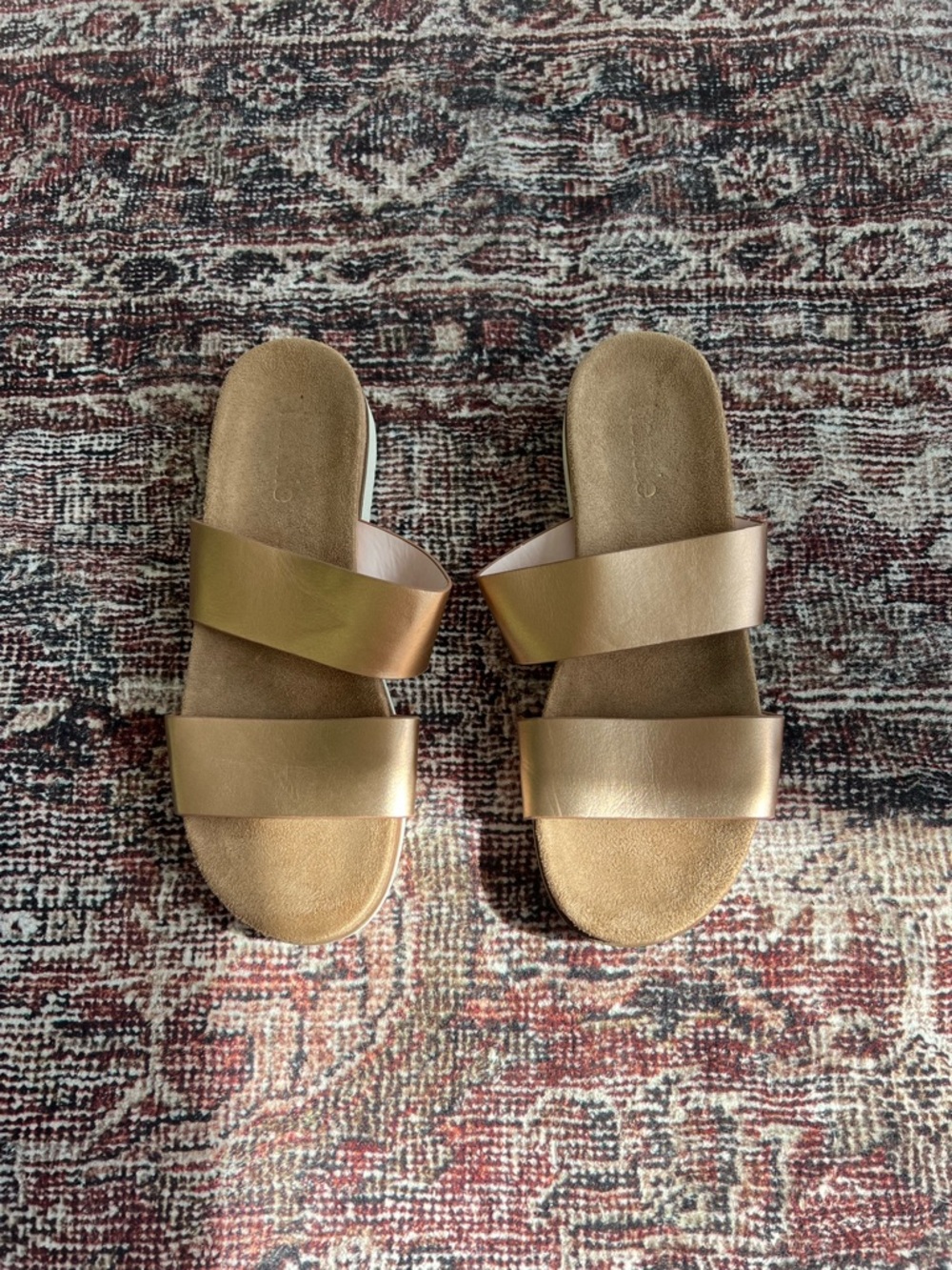 Kensie Rose Gold Slide Strap Sandals
